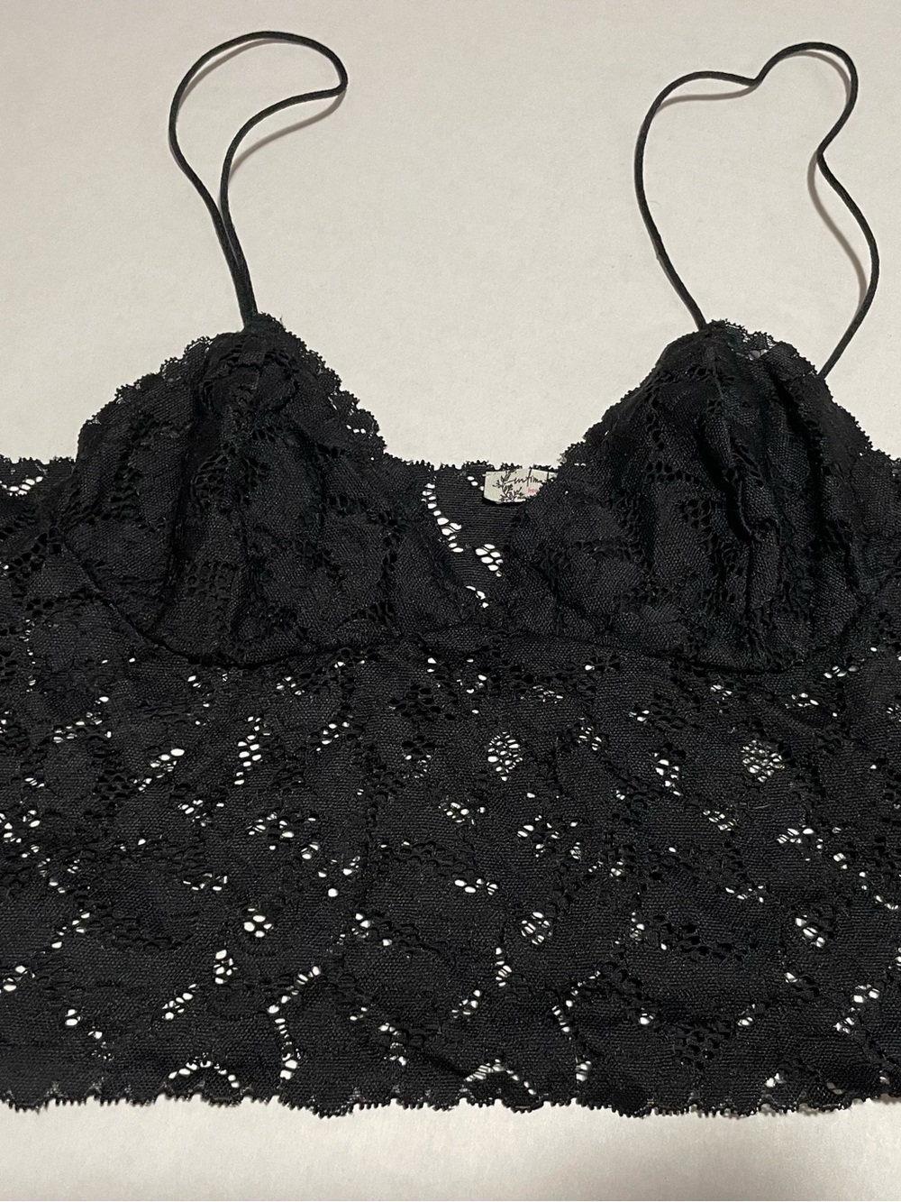 Free People Black Lace Cropped Bralette Chemise